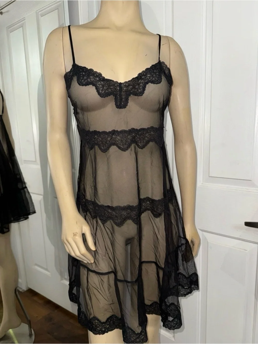 Victoria's Secret Black Sheer Lace Chemise